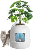 Merkloos Kattenbak in bloempotdesign met geurfilter en schep, wit