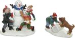 Lumineo Kerstdorp figuurtjes - Sneeuwpop en hondje - Polyresin - 4,5 x 6 x 5,5 cm