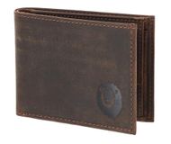 oxmox Leren portemonnee Leather RFID Protect Pocketbörse Freedom Lion Embossed Vintage Dark Brown