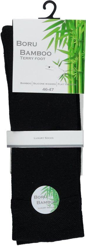Boru Bamboo terry foot sokken - 3- pack - zwart - 39/42