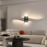 Comely Binnen LED Wandlamp, 27W 3000LM Minimalistisch Design Moderne Wandlamp, Zwarte Lijn LED Wandlamp voor Slaapkamer Woonkamer Eetkamer Gang, Neutraal Licht 4500K