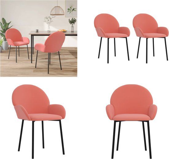 vidaXL Eetkamerstoelen 2 stuks fluweel roze