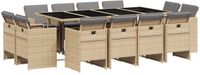 vidaXL 13-delige Tuinset met Kussens, Poly Rattan, Gemengd Beige