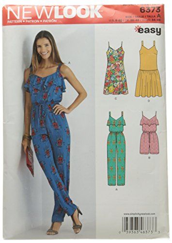 New Look Naaipatroon 6373: Mevrouw jumpsuit of romper en jurken, maat A (8-10-12-14-16-18-20)