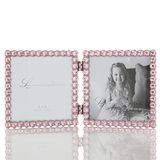 4x4 Zilver Metaal Sparkle Dubbel Frame - Zacht Roze