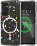 kwmobile Kristalheldere hardcase compatibel met Samsung Galaxy A54 5G Hoesje – compatibel met MagSafe – Acryl hoesje met TPU-rand – Wilde Bloemen Stengels design