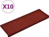 vidaXL Tapis d'escalier, auto-adhésifs, 10 pièces, 65 x 21 x 4 cm, bordeaux