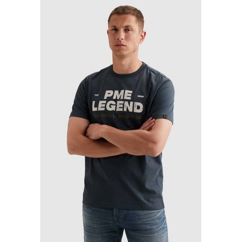 PME Legend regular fit T-shirt met logo - donkerblauw