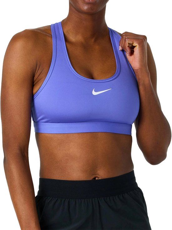 Nike Swoosh Medium Support Padded Sport BH Dames - Dri-FIT Sportbeha - Medium Ondersteuning - Blauw - Maat L