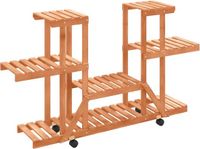 vidaXL Plantenstandaard met wielen 110x25x78 cm massief vurenhout