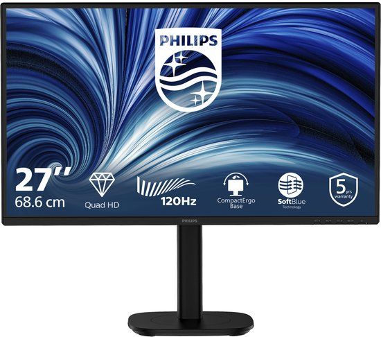 Philips 27B2N3500/00 computer monitor 68,6 cm (27") 2560 x 1440 Pixels Full HD LCD Zwart