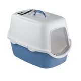 STEFANPLAST CATHY Gekleurde kattenbak in blauw-wit met filter, 56x40x40cm, artikelnummer 99730