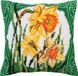 Collection d'Art Kussen borduurpakket Narcissus - Groen, Geel, Oranje, Wit, Bruin