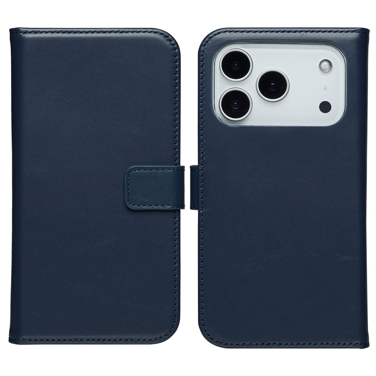 Selencia Echt Leren Bookcase Apple iPhone 17 Pro - Blauw