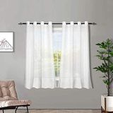 Melodieux 2 panelen faux linnen voile net gordijnen semi-pure ring top gordijnen voor slaapkamer, woonkamer, raam - wit, 55 x 54 inch druppel (140 x 137cm)