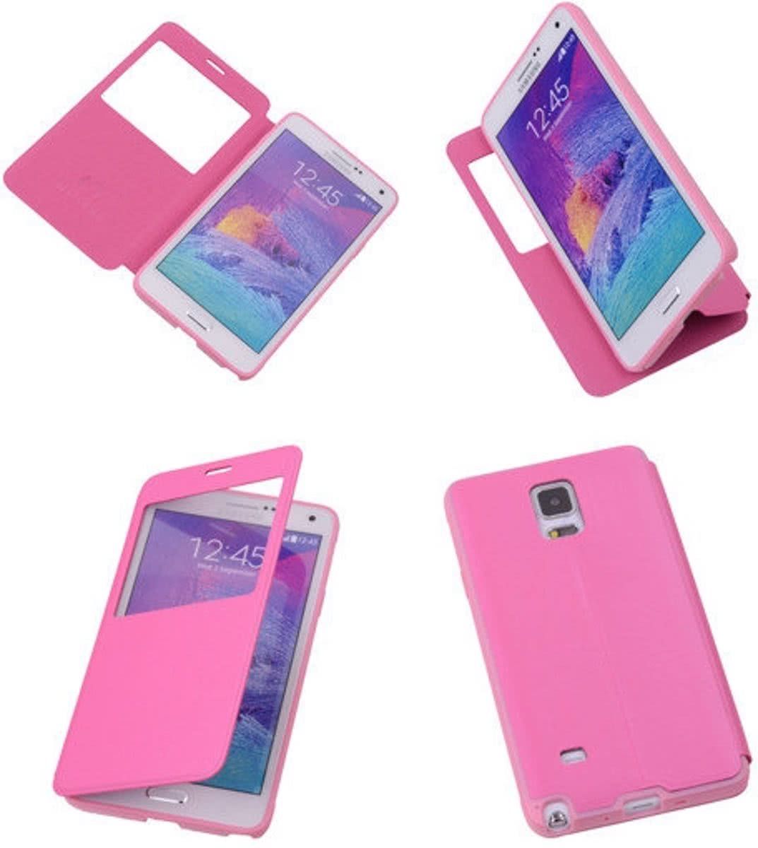 Best Cases View Cover Pink Samsung Galaxy Note 4 TPU Book-Style