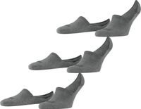 FALKE Step High Cut 3-Pack onzichtbaar effen katoen multipack footies heren grijs - maat 43-46