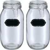 Zeller Weckpot/inmaakpot - 4x - 2L - glas - met beugelsluiting - incl. etiketten