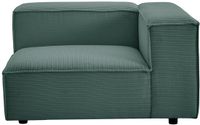 Vente-unique Hoekfauteuil rechts in groen ribfluweel RUZOLO