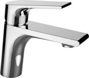 Laveo BADLAND Wastafelmengkraan Kleine PLATO mengkraan voor badkamer in zilver + click-clack