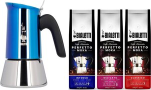 Bialetti Venus Blue Percolator 4 kops + koffiepakket 3 x 250gr