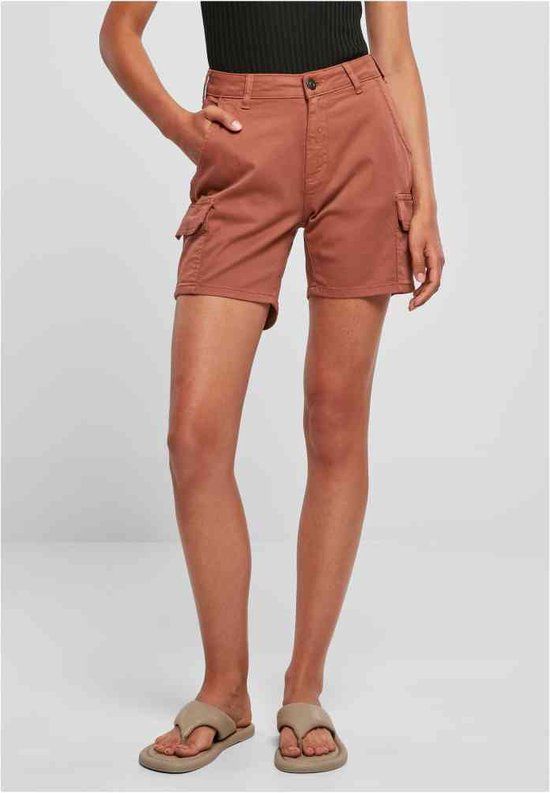Urban Classics High Waist Cargo Shorts - Women - Orange - W34