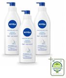 NIVEA 3 x Lait pour le corps Express - pour peau normale à sèche - 400 ml - Lot économique