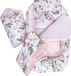 Medi Partners 5-delige babynestjesset 100 x 60 x 15 cm, uitneembaar inzetstuk, bed, knuffelnest, kruipdeken, 100% katoen (bloem met lichtroze minky)