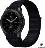 Strap-it Nylon Smartwatch bandje - Geschikt voor Samsung Galaxy Watch 41mm / 42mm - Zwart
