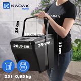 KADAX Afvalscheidingssysteem, modulaire vuilnisemmer van kunststof, recycling-emmer voor keuken en badkamer, sorteerdoos, bio-afvalemmer, afvalsorteerder (3 x 25 l)