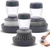 Unyqoos® Set van 3 afwasborstels met wasmiddeldispenser