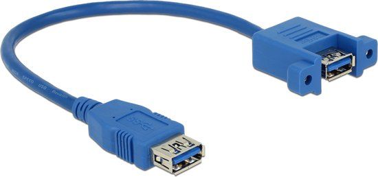 Delock USB 3.0 A Female to USB 3.0 A Female Cable - 0.25m - Blue