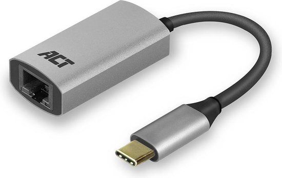 ACT AC7080 USB-C naar Gigabit Ethernet Adapter - Grijs