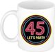 Bellatio Decorations Verjaardag mok / beker - Lets party 45 jaar - neon - 300 ml
