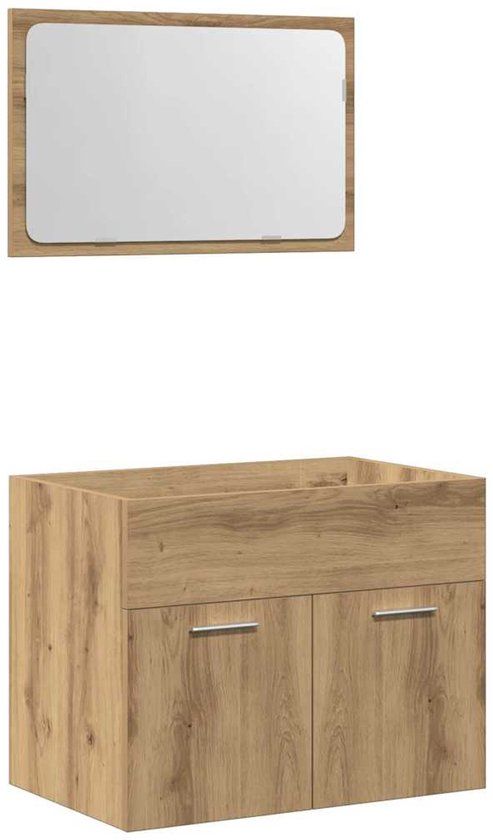vidaXL 2-delige Badkamermeubelset bewerkt hout artisanaal eikenkleur