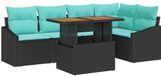 vidaXL Tuinbank - Set - 6 stuks - 5 zitplaatsen - Zwart en Teal