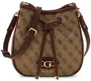GUESS Samantha Mini Bucket schoudertas Latte Logo / Brown