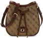 GUESS Samantha Mini Bucket schoudertas Latte Logo / Brown