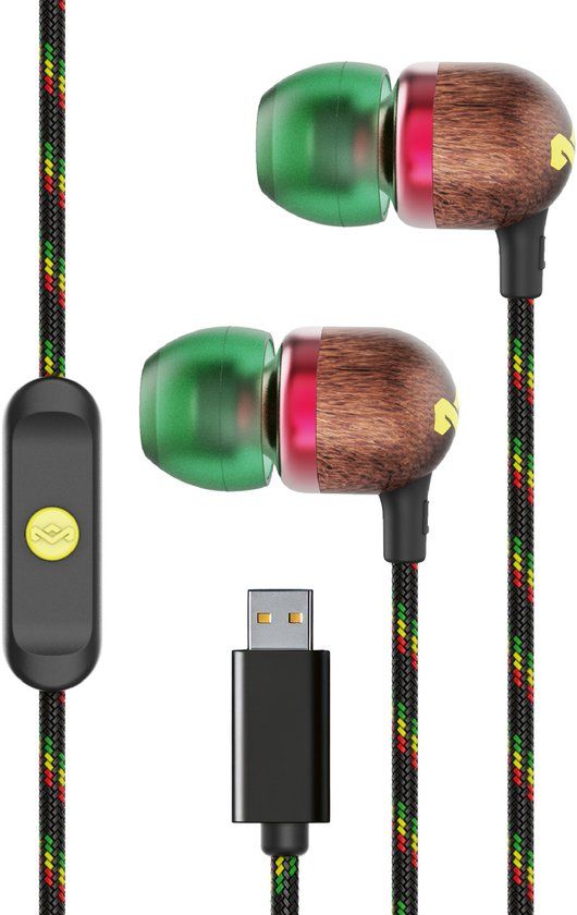 House Of Marley Smile JAMaica USB-C In-Ear Bedrade Oordopjes Met Noise-Cancelling Rasta