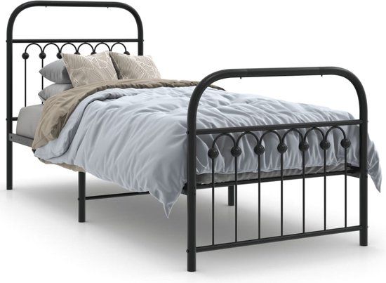vidaXL Bedframe Metaal Zwart 75x190 cm