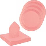 Santex Feest/Verjaardag Servies Set - 20x Gebaksbordjes/25x Servetten - Roze - Karton