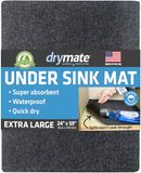 Drymate Premium XL onderlegmat voor onder de gootsteen (60 x 149 cm), kastbeschermingsmat - absorberend/waterdicht/slipbestendig - machinewasbaar, duurzaam (Made in the USA) (houtskool)