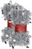 Cepewa Gmbh 2x pièces guirlandes de Noël lametta avec étoiles argent 200 x 6,5 cm