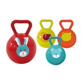 LUDI Set van 2 rammelballen voor baby's, zacht sensorisch speelgoed met rammelaar, gestructureerd oppervlak en dieren, bevordert de motoriek en tanden, vanaf 3 maanden