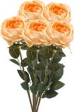 Emerald Kunstbloem roos Joelle - 5x - pastel oranje - 65 cm