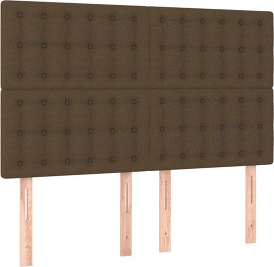 vidaXL Hoofdbord donkerbruin stof 144x5x118/128 cm