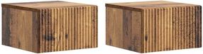 vidaXL - Table de chevet murale - 2 pièces - Vieux bois - 33 x 34,5 x 20 cm