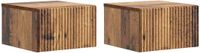 vidaXL - Muurbevestigde Nachttafel - 2 stuks - Oud Hout - 33 x 34,5 x 20 cm
