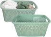 Storage Solutions panier à linge - 2x - 35 litres - vert - 54 x 37 x 26 cm - Plastique - Panier de transport