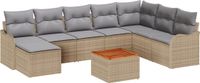 vidaXL Tuinbank Set 9-delig Beige Poly Rattan